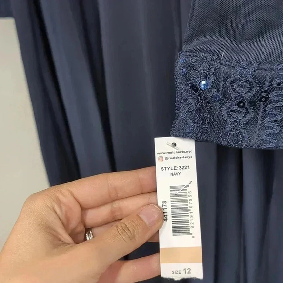 R&M Richards Womens 12 Navy Blue Sparkle Cardigan dr ss Set NWT m27 - Picture 2 of 9